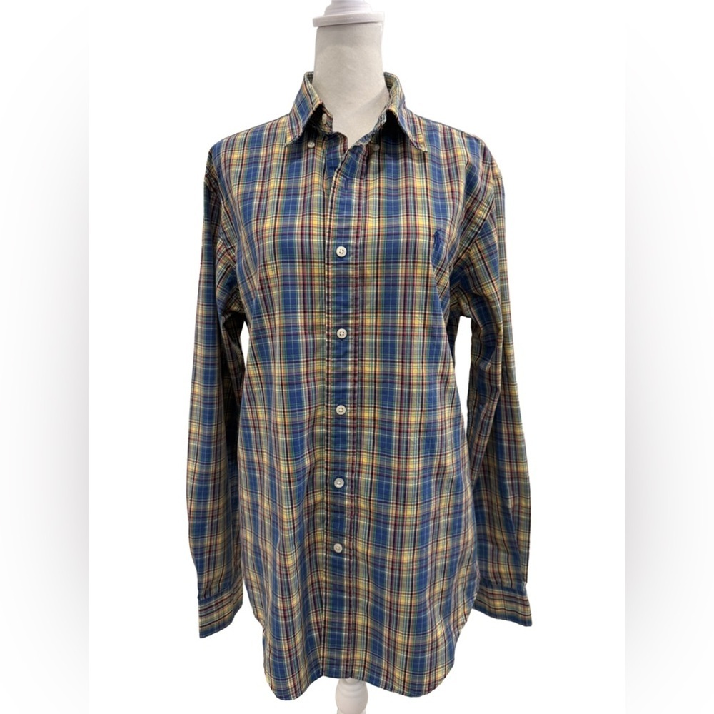 Ralph Lauren Blue and Yellow Plaid Shirt, Small